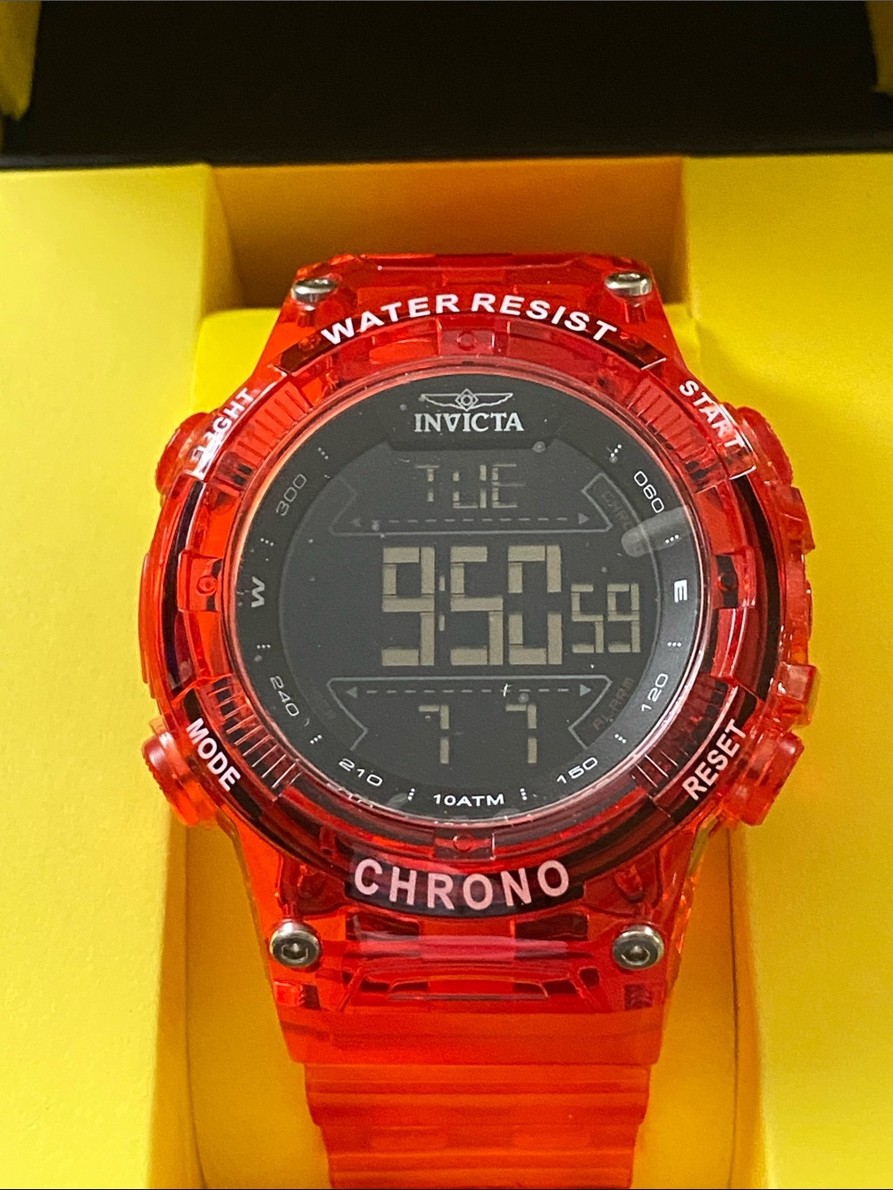 Invicta NEW Red Transparent Digital Chronograph Watch, 49045
